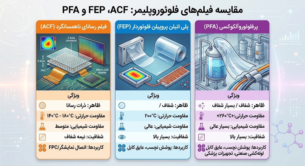 تفاوت فیلم‌های FEP ،PFA (nFEP) و ACF در پرینتر سه بعدی چیست؟
